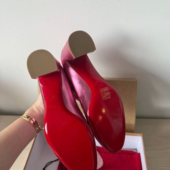 NWT Christian Louboutin Miss Jane 55 Mary Jane Pumps In Glam Pink Metallic - Picture 10 of 12